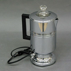 Cafetière électrique en métal avec un couvercle en verre